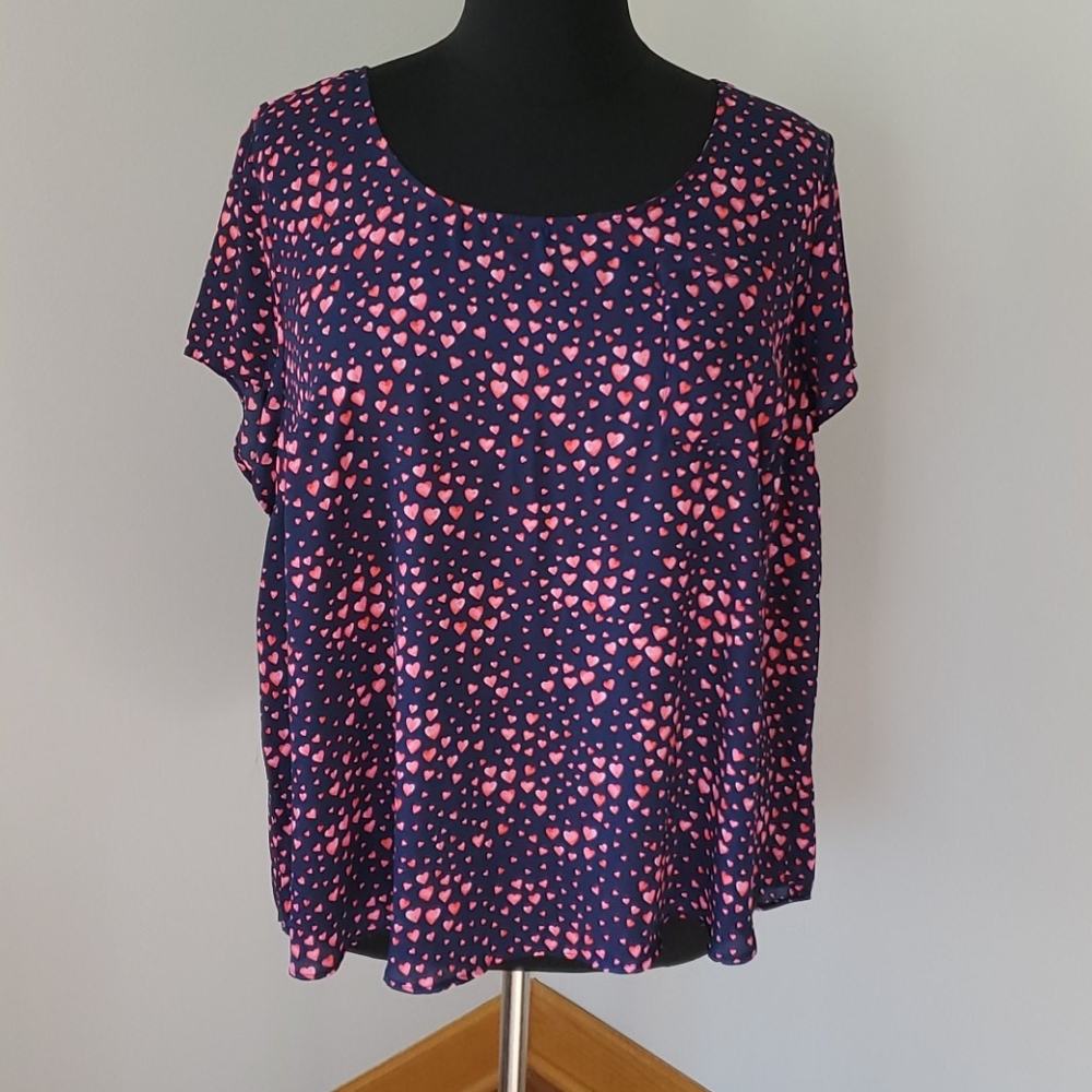 Torrid blue blouse with hearts - size 26